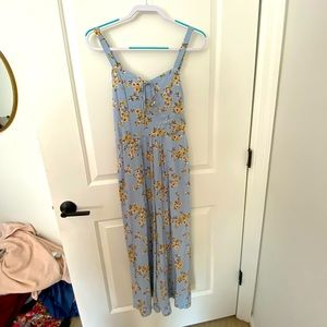 Powder blue floral jumpsuit size L new with tags